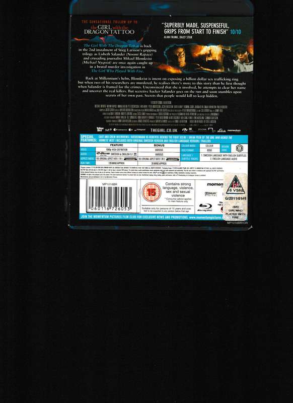 THE GIRL WHO PLAYED WITH FIRE BLU RAY