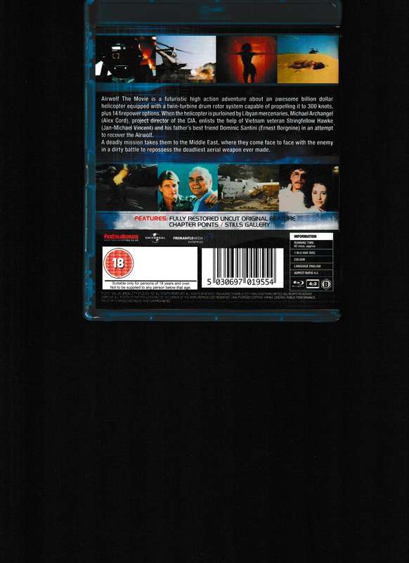 AIRWOLF, THE MOVIE BLU RAY