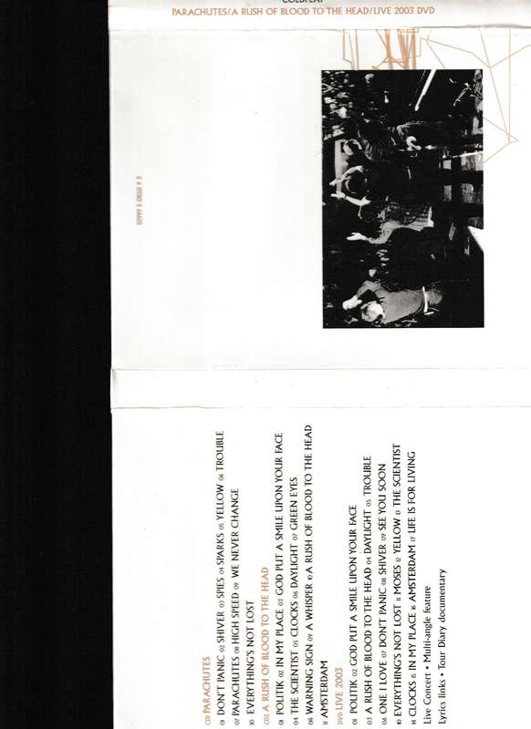 COLD PLAY 2 CD + DVD, PARACHUTES, A RUSH OF BLOOD TO THE HEAD, LIVE 2003 DVD