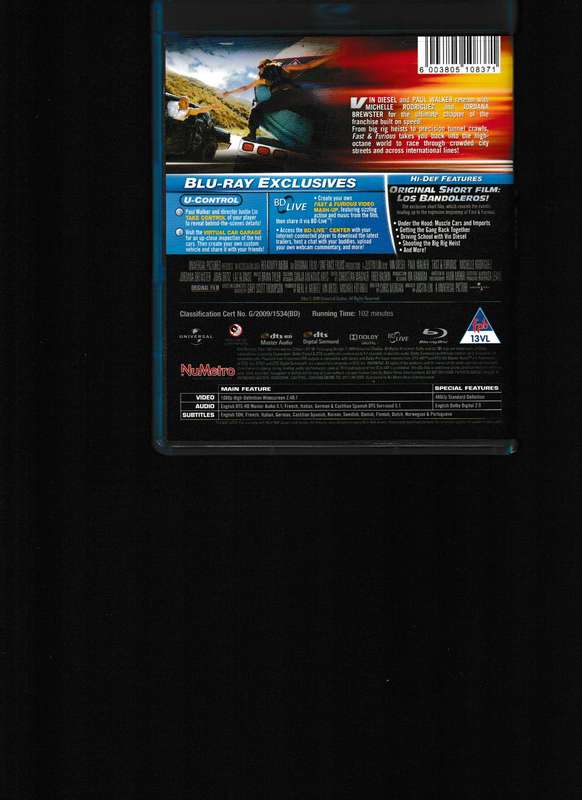 FAST & FURIOUS BLU RAY
