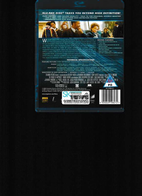 THE PERSUIT OF HAPPYNESS BLU RAY