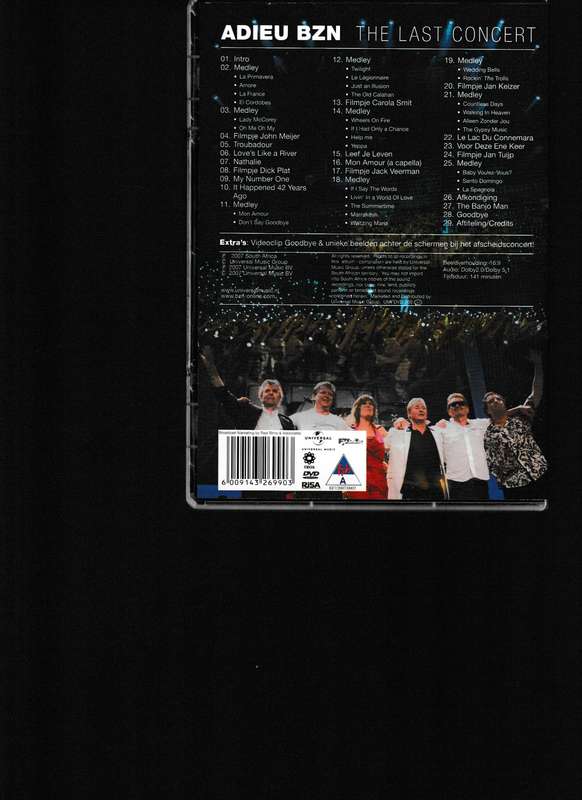 ADIEU BZN, THE LAST CONCERT DVD