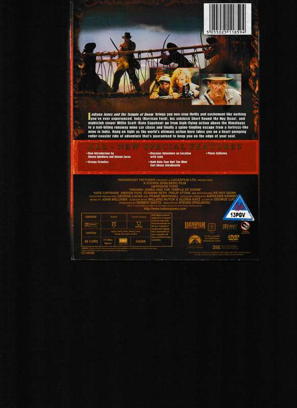 INDIANA JONES AND THE TEMPLE OF DOOM DVD