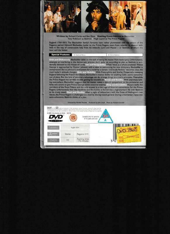 THE BLACK ADDER 3 THE ENTIRE HISTORIC THIRD SERIES DVD
