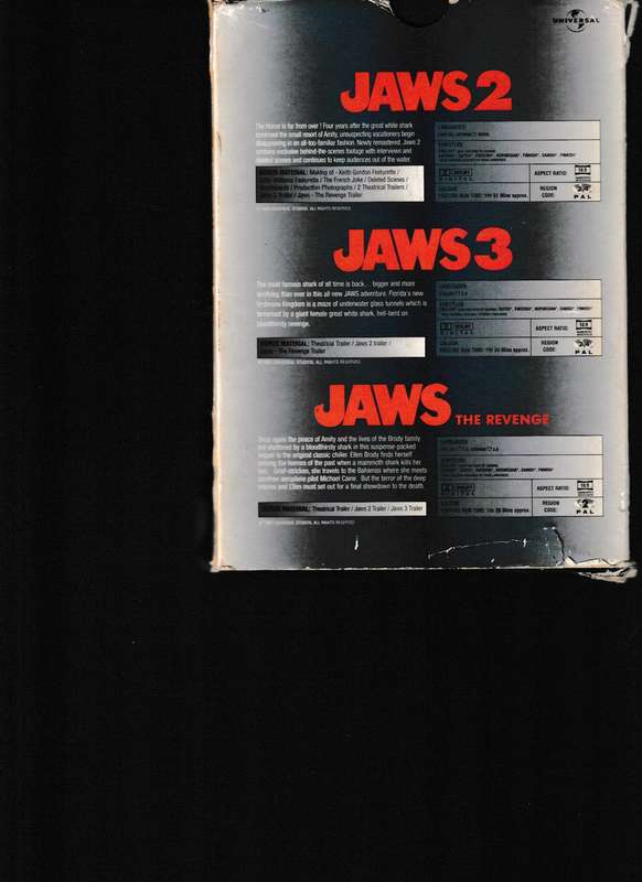 JAWS 2, JAWS 3, JAWS THE REVENGE DVD'S 3 DVD BOX SET