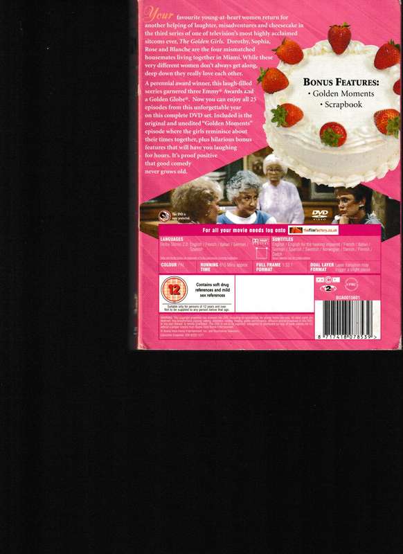 THE GOLDEN GIRLS THE COMPLETE THIRD SEASON 4 DISC DVD BOX SET