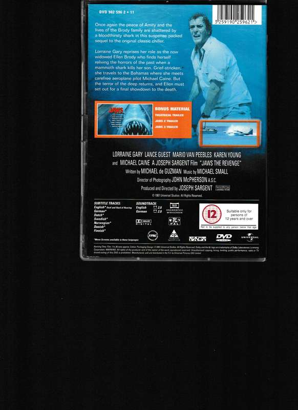 JAWS 2, JAWS 3, JAWS THE REVENGE DVD'S 3 DVD BOX SET