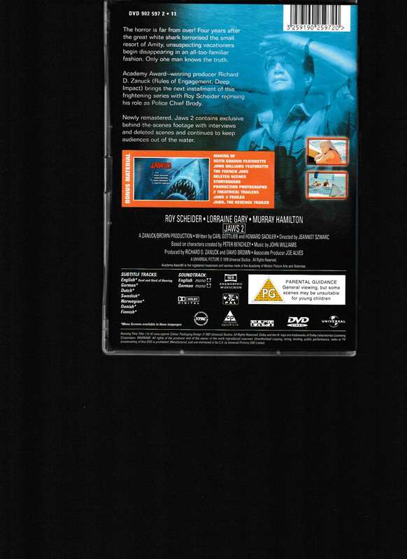 JAWS 2, JAWS 3, JAWS THE REVENGE DVD'S 3 DVD BOX SET