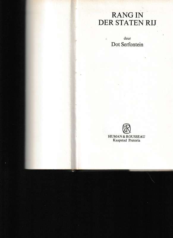 RANG IN DER STRATEN RIJ, ROMAN OOR DIE TWEEDE VRYHEIDSOORLOG