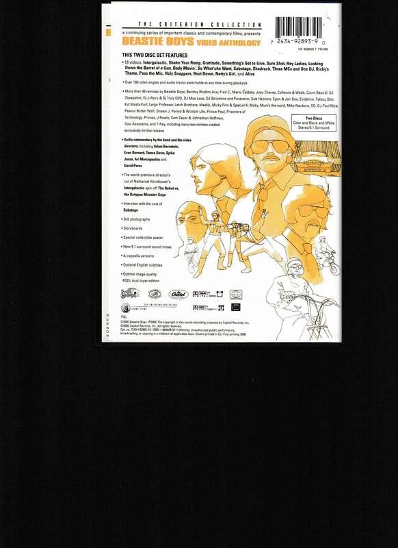 BEASTIE BOYS THE CRITERION COLLECTION DVD VIDEO ANTHOLOGY 2 DVD SET WITH POSTER