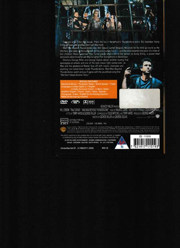 MAD MAX, BEYOND THUNDER DOME DVD