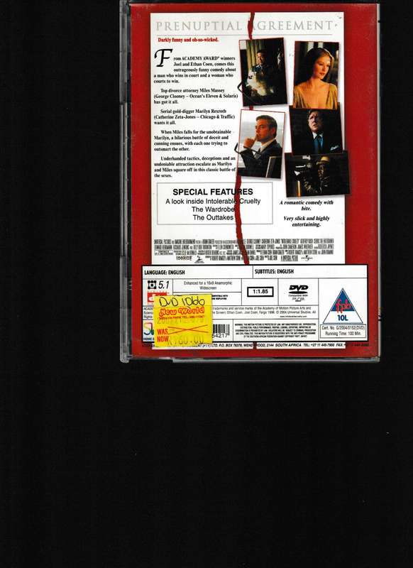 INTOLERABLE CRUELTY DVD