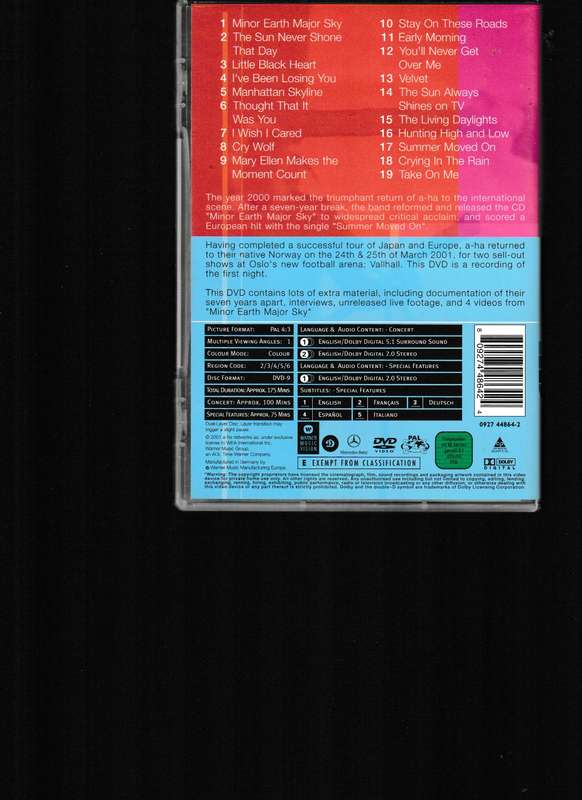 A-HA LIVE AT VALLHALL, HOMECOMING DVD