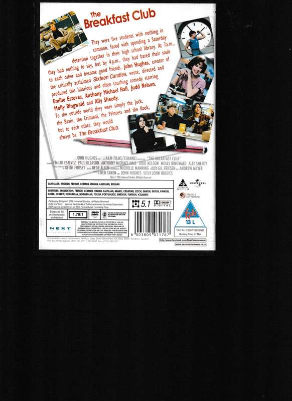 THE BREAKFAST CLUB DVD