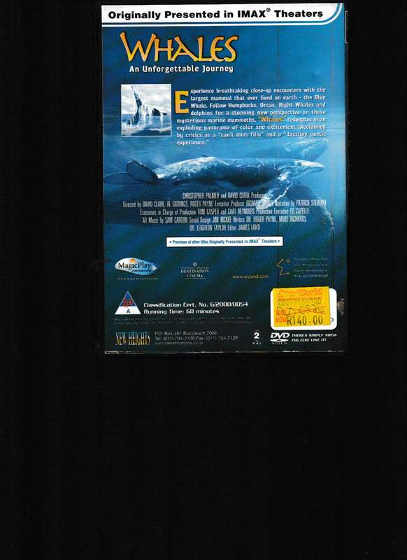 WHALES, AN UNFORGETTABLE JOURNEY DVD, ORIGINALLY PRESENTED IN IMAX