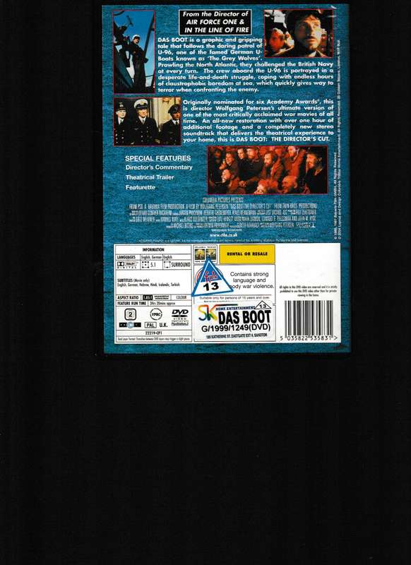 DAS BOOT, THE DIRECTOR'S CUT DVD