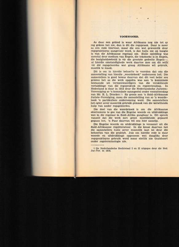 REGSWOORDEBOEK, ENGELS-AFRIKAANS 1 STE UITG. 1933