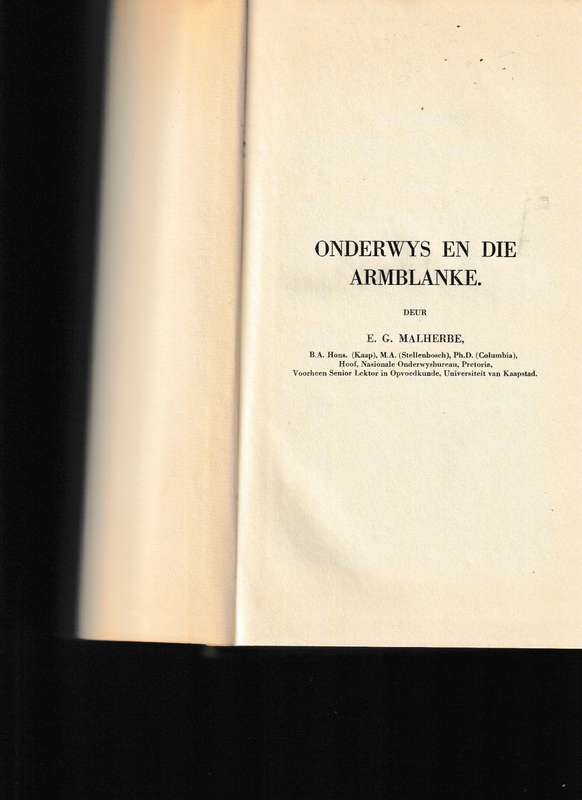 ONDERWYS EN DIE ARMBLANKE, 1 STE UITG. 1932