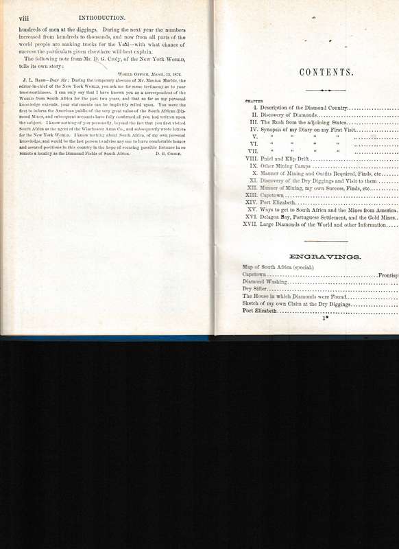 SOUTH AFRICAN DIAMOND FIELDS, LIMITED TO 500 COPIES ( REPRINT OF 1872 EDITION)