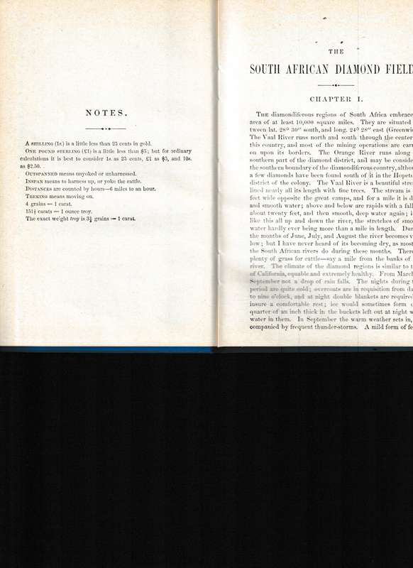 SOUTH AFRICAN DIAMOND FIELDS, LIMITED TO 500 COPIES ( REPRINT OF 1872 EDITION)