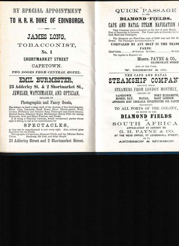 SOUTH AFRICAN DIAMOND FIELDS, LIMITED TO 500 COPIES ( REPRINT OF 1872 EDITION)