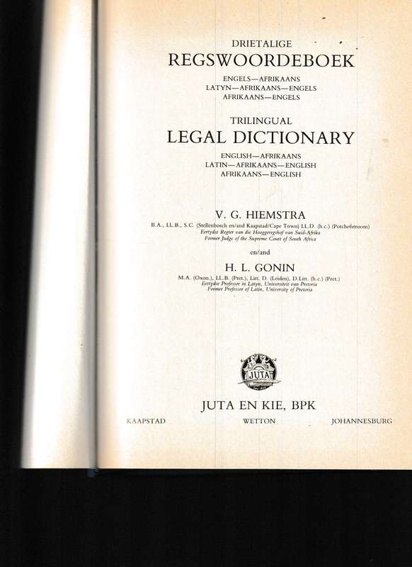 DRIETALIGE REGS-WOORDEBOEK, HIEMSTRA