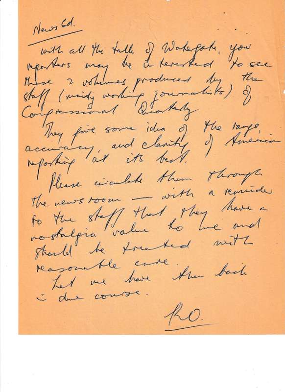 WATERGATE: CRONOLOGY OF A CRISIS, IN TWO VOLUMES PLUS HANDWRITTEN LETTER BY KEN OWEN