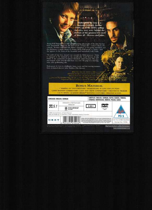 SHAKESPEARE IN LOVE DVD