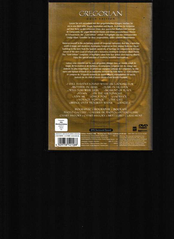 GREGORIAN GOLD EDITION DVD