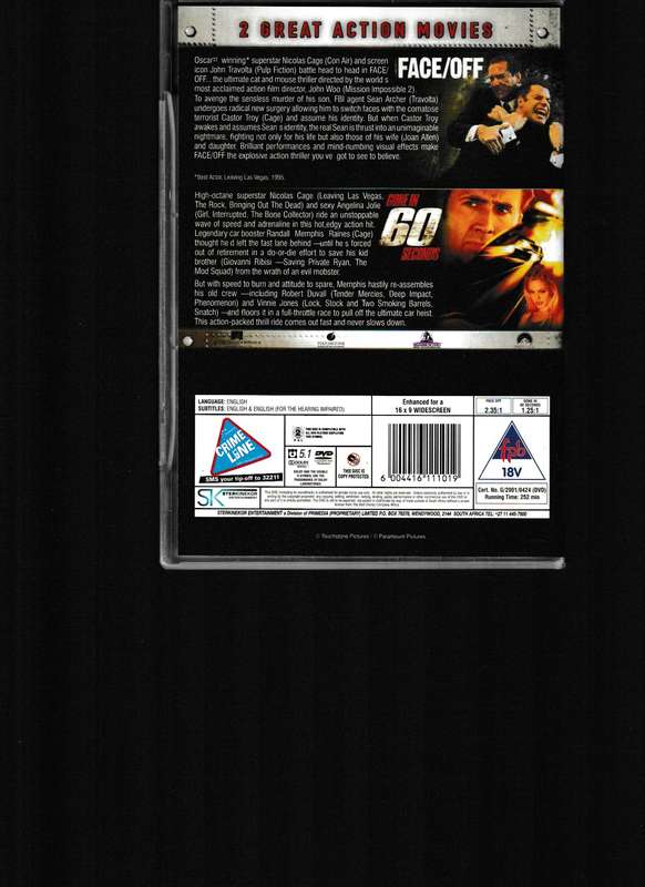 FACE/OFF AND GONE IN 60 SECONDS, 2 DVD PACK