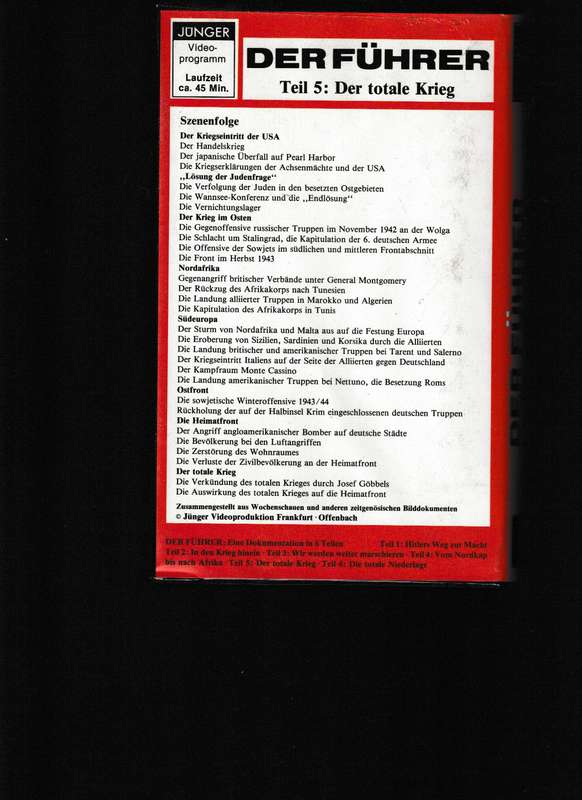 DER FUHRER ADOLF HITLER UND DAS 3. REICH 6 VHS TAPES
