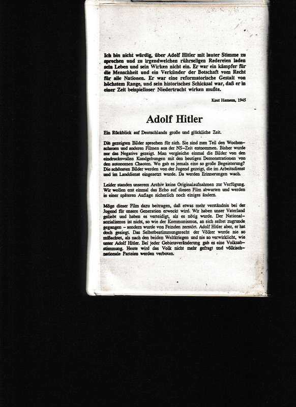 3 VHS TAPES ADOLF HITLER, GEHEIME REICHSSACHE AND WAFFEN-SS HITLER'S ELITE KAMPFTRUPPE