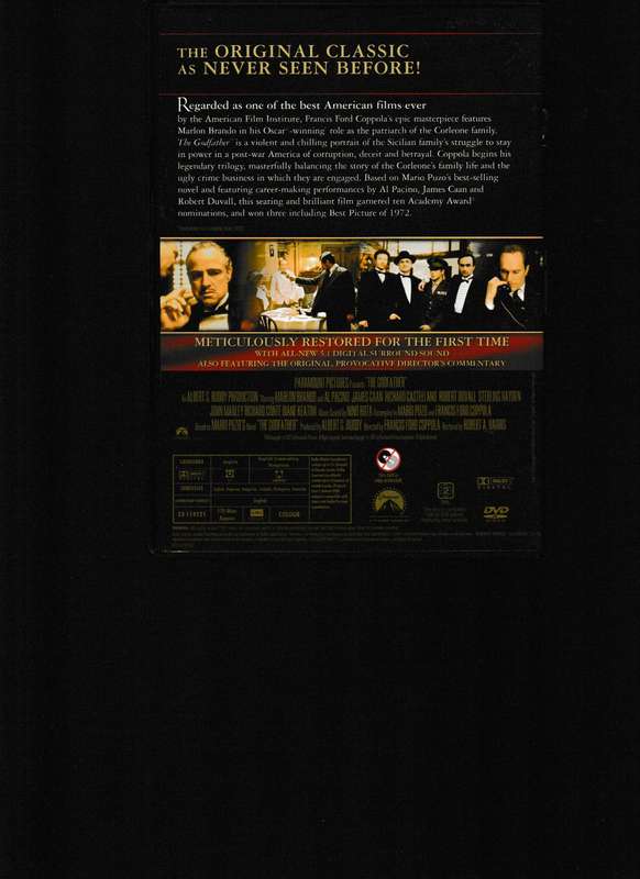 THE GODFATHER, THE COPPOLA RESTORATION, ALL 3 MOVIES PLUS 2 DVD'S WITH EXTRAS IN BOX SET