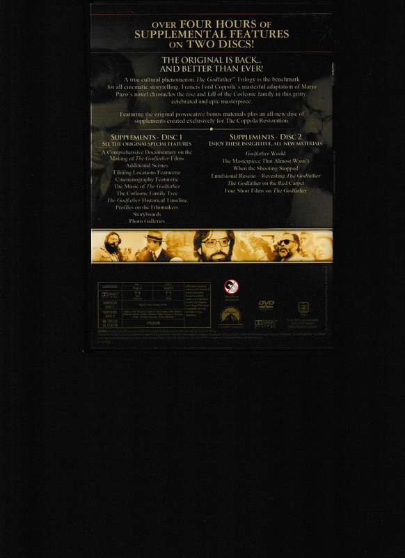 THE GODFATHER, THE COPPOLA RESTORATION, ALL 3 MOVIES PLUS 2 DVD'S WITH EXTRAS IN BOX SET