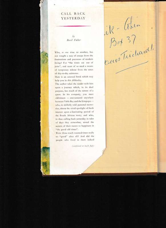 CALL BACK YESTERDAY by BASIL FULLER