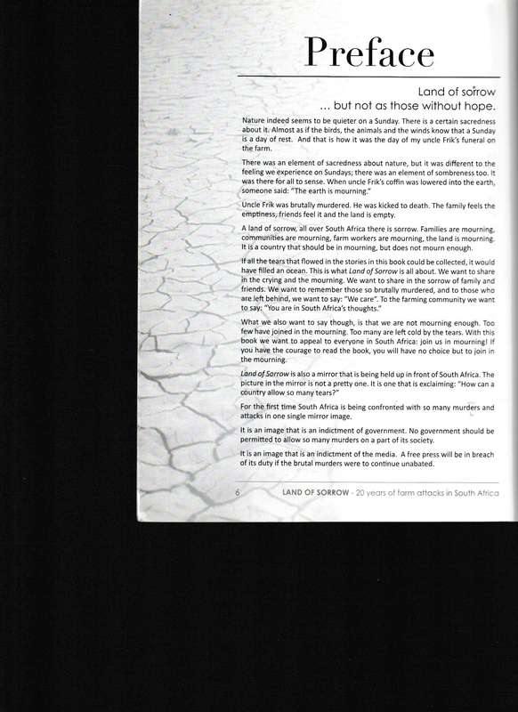 LAND OF SORROW, 20 YEARS OF FARM ATTACKS IN SOUTH AFRICA