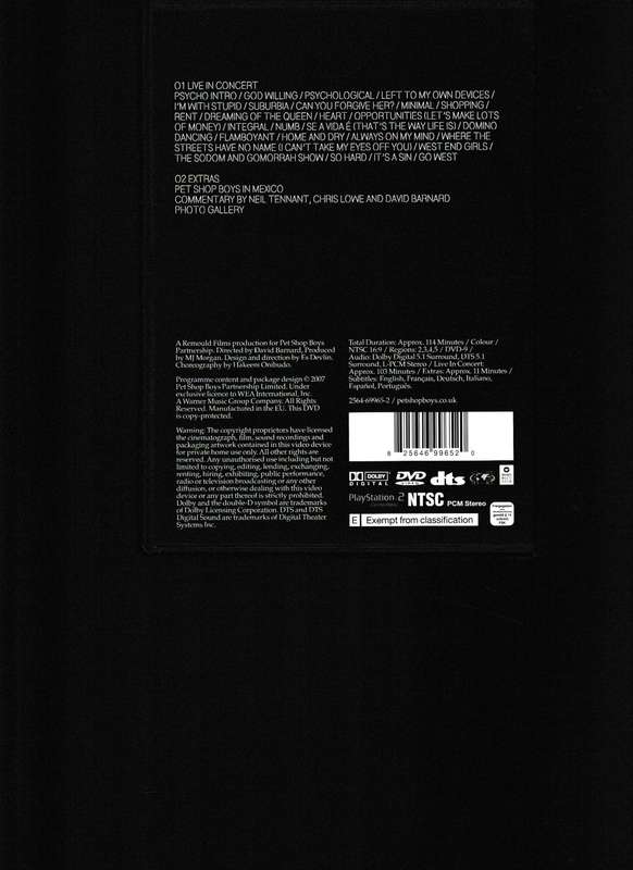 PET SHOP BOYS, CUBISM IN CONCERT NOVEMBER 14 2006 AUDITORIO NACIONAL MEXICO CITY DVD