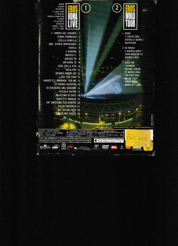 EROS ROMA LIVE 2 DISC DVD SET