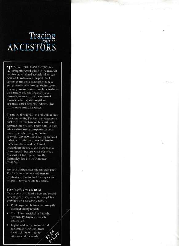TRACING YOUR ANCESTORS, AN EASY REFERENCE GUIDE TO DRAWING UP YOUR FAMILY TREE, FREE CD