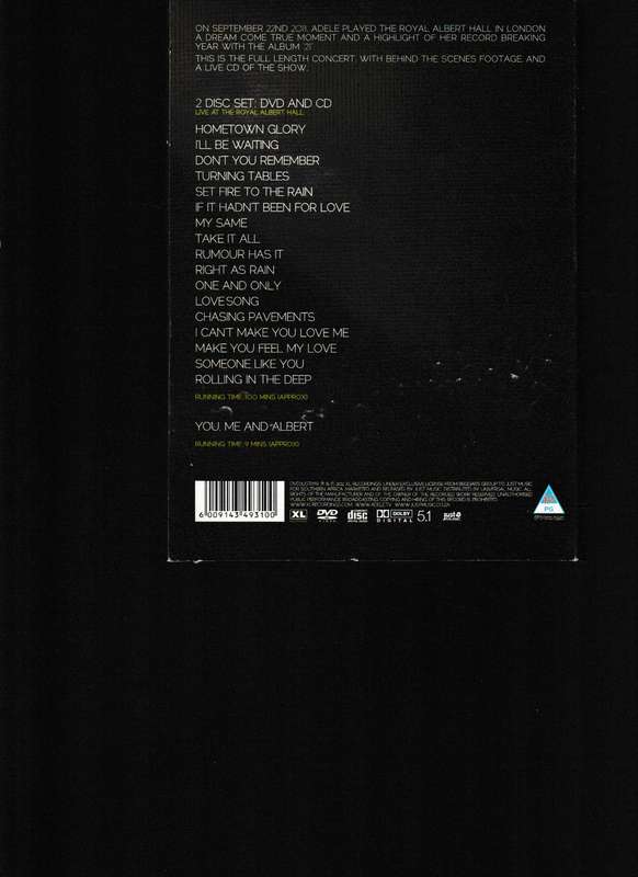 ADELE, LIVE AT THE ROYAL ALBERT HALL DVD & CD