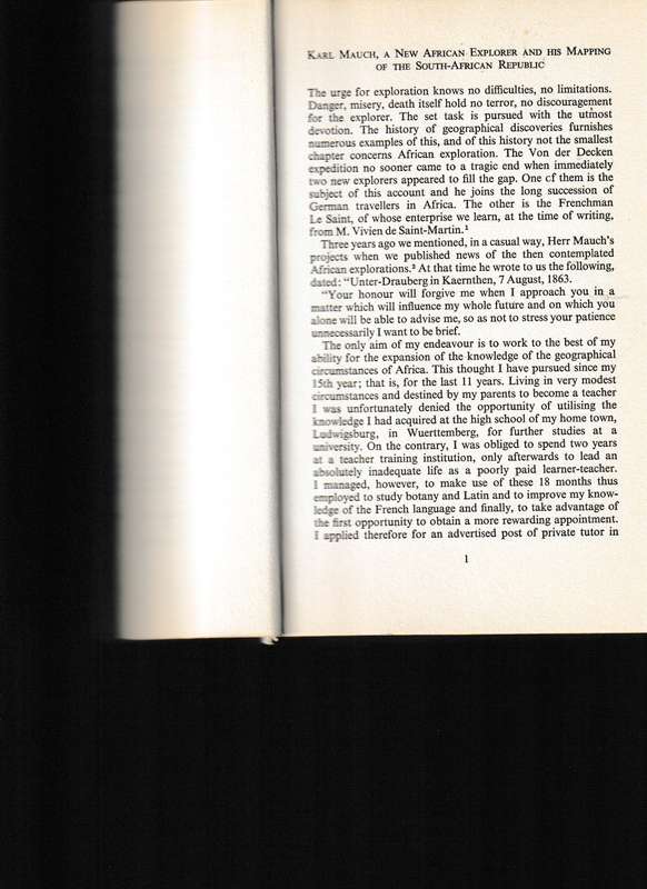 KARL MAUCH, AFRICAN EXPLORER, LIMITED COPIES
