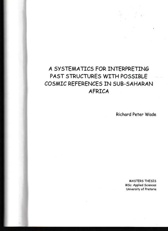 A SYSTEMATICS FOR INTERPRETING PAST STRUCTURES, POSSIBLE COSMIC REFERENCE IN SUB-SAHARAN AFRICA