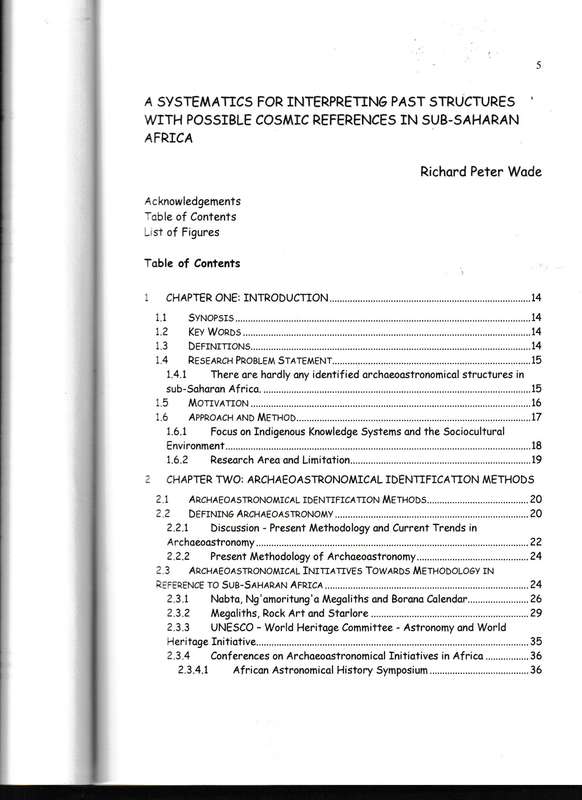 A SYSTEMATICS FOR INTERPRETING PAST STRUCTURES, POSSIBLE COSMIC REFERENCE IN SUB-SAHARAN AFRICA