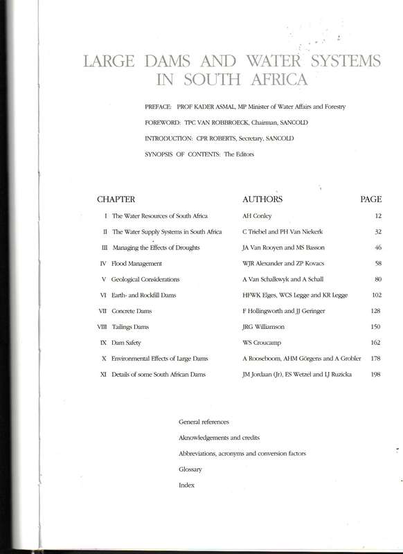 LARGE DAMS AND WATER SYSTEMS IN SOUTH AFRICA