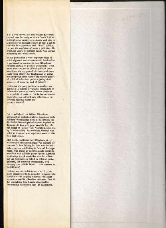 S.A. ALGEMENE VERKIESINGSMANIFESTE 1910-1981