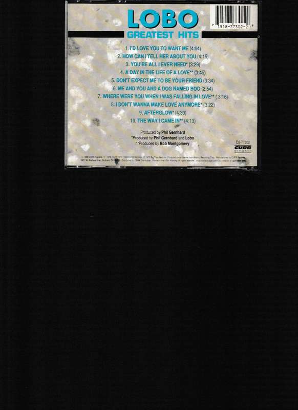 LOBO, GREATEST HITS CD