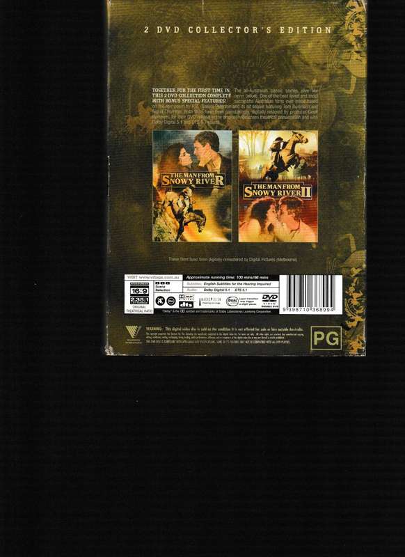 THE MAN FROM SNOWY RIVER 1 & 2 DVD COLLECTOR'S EDITION 2 DISC BOX SET
