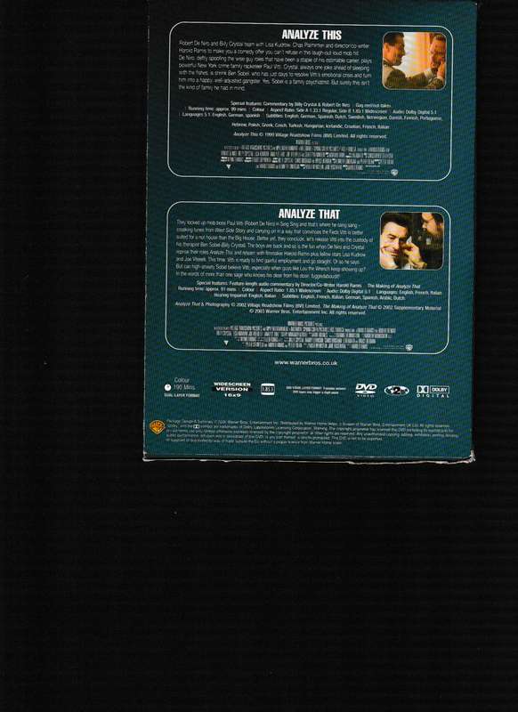 ANALYSE THIS and ANALYZE THAT DVD 2 DVD BOX SET
