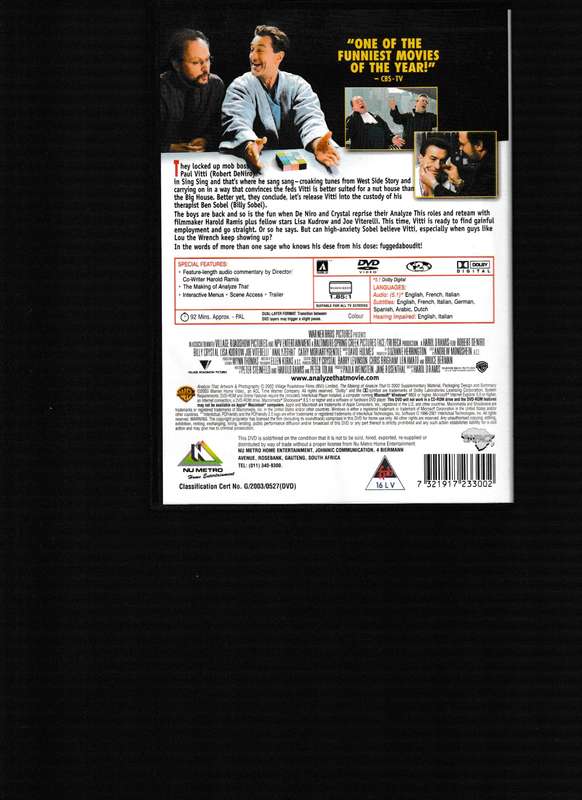 ANALYSE THIS and ANALYZE THAT DVD 2 DVD BOX SET