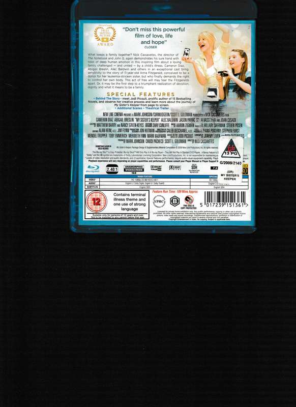 MY SISTER'S KEEPER BLU RAY